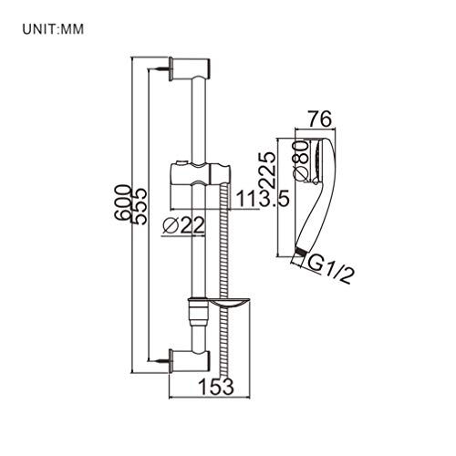 Ibergrif M20903 Conjunto Regulable, Barra Ducha con Jabonera, Manguera, Alcachofa, Soporte, Plata