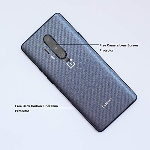 Ibywind Protector de Pantalla para OnePlus 8 Pro [2 Piezas],con Protector de Lente de Cámara,Atrás Pegatina Protectora Fibra de Carbono,[Admite la función de Huella Digital]