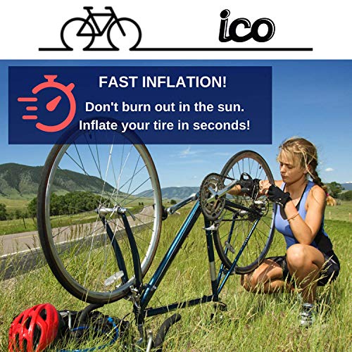 ICO - Cartuchos CO2 16g con Rosca - Compatible con Inflador Bomba CO2 - Permite Inflar Neumáticos de Bicicletas de Montaña Y De Carretera - Pack de 10