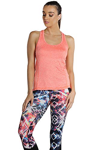 icyzone Camiseta de Fitness Deportiva de Tirantes para Mujer, Pack de 3 (XXL, Granito/Azul/Naranja)