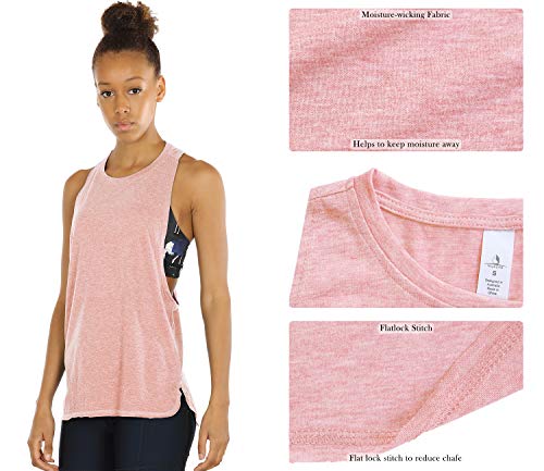 icyzone Sueltas y Ocio Camiseta sin Mangas Camiseta de Fitness Deportiva de Tirantes para Mujer(Paquete de 3) (M, Carboncillo/Pearl Blush/Aqua)