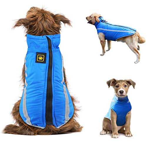 Idepet Impermeable Abrigo para perros Chaqueta abrigadora de invierno, Ropa impermeable para perros al aire libre Traje Chaleco para perros pequeños medianos grandes con orificio para arnés