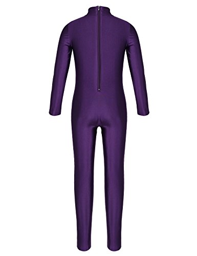 IEFIEL Leotardo Gimnasia Niña Niño Unisex Maillot de Danza Mono Deportiva Manga Larga Traje de Baile Deporte Yoga Gym Jumpsuit Unitard Morado 10-12 Años