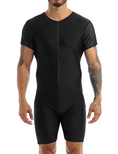 IEFIEL Maillot Cillismo para Ombre Leotardo Deportivo Monos de Gimnasia Ritmica Body Cortos Elástico Conjunto Ropa Interior Lencería para Hombre Negro XL