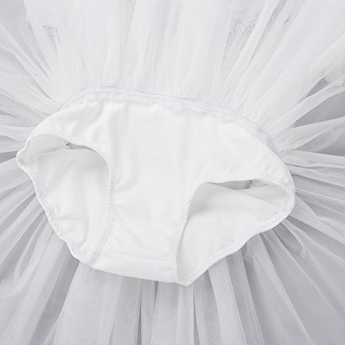 IEFIEL Vestido Tutú de Princesa para Niña Vestido de Danza Ballet Manga Corta Disfraz de Bailarina Elástica con Braguita Interior Maillot Gimnástico Traje de Patinaje Blanco A 2-3 años