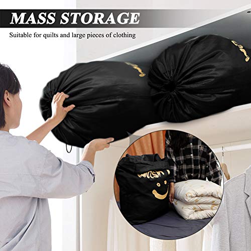 IHOMAGIC Bolsa de lavanderia Plegables Nilón Cesto para Ropa Saco para Baño con Organizador Lavandería Sonrisa Dorada para Viajes Cocina Dormitorio Hotel Gran Capacidad 120L, Negro