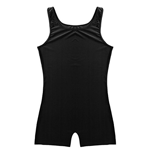 iiniim Hombre Adulto Maillot Elástico de Gimnasia Leotardos Ritmica Danza Ballet sin Mangas Una Pieza Mono Deportivo Liso Men Unitard Body Suave Body Ropa Interior para Adultos Negro X-Large