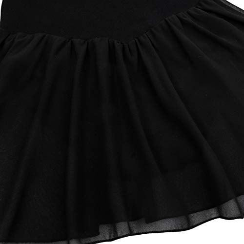 iiniim Maillot Ballet Niña Mangas Largas Vestido de Danza mono Leotardo Gimnasia Algodón Traje Bailarina Elástico 2-12 Años Negro XL/8-10 años