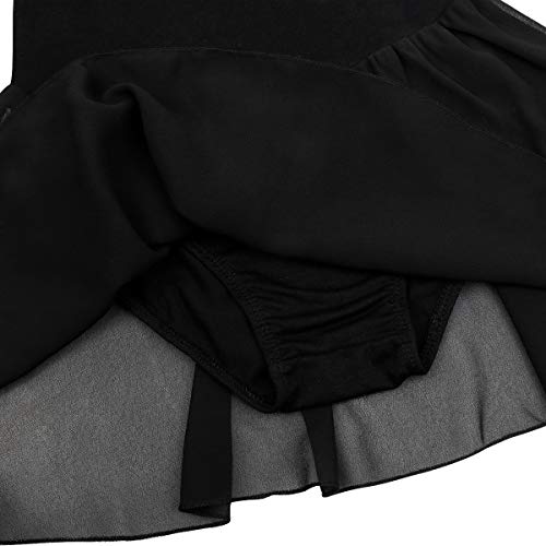 iiniim Maillot Ballet Niña Mangas Largas Vestido de Danza mono Leotardo Gimnasia Algodón Traje Bailarina Elástico 2-12 Años Negro XL/8-10 años