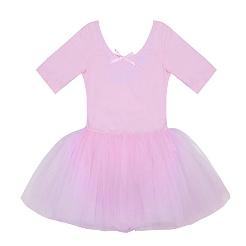 iiniim Vestido Maillot Clásico de Ballet Danza Elegante Traje Infantil de Baile Leotardo Princesa Tutú Flor con Falda de Tul Bragas Interior de Algodón para Niña Chica (2-10 Años) Rosa 2-3 años