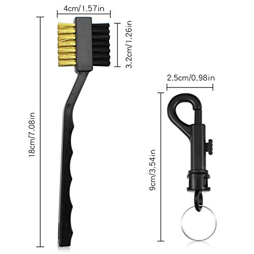 IKAAR - Cepillo y limpiador de surcos para palos de golf de golf de doble cara, nailon y latón, para limpiar la cara y surco, con mosquetón para colgar fácilmente en la bolsa de golf, color negro