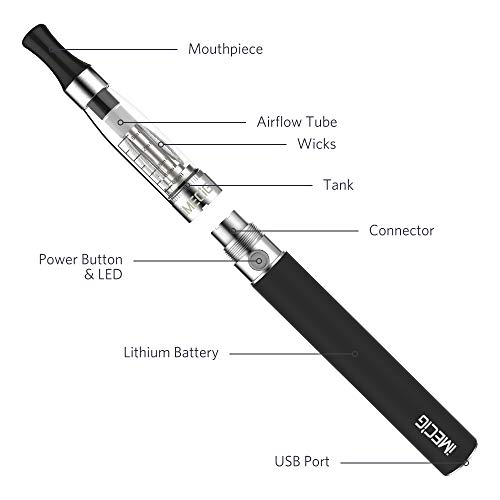 IMECIG Cigarrillo Electrónico Ego T2 Kits Completo de Vaping Doble E-Cigarrillo Vape Plumas de Nivel Inicial 1100mAh Batería Recargabla USB Electrónico Cigarrillo CE4/H2 Atomizador E-Cig Sin Nicotina