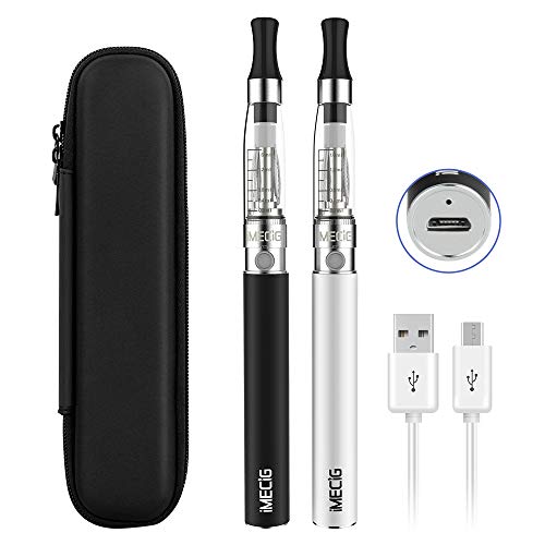 IMECIG Cigarrillo Electrónico Ego T2 Kits Completo de Vaping Doble E-Cigarrillo Vape Plumas de Nivel Inicial 1100mAh Batería Recargabla USB Electrónico Cigarrillo CE4/H2 Atomizador E-Cig Sin Nicotina