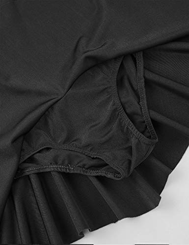 inhzoy Maillot de Patinaje Artístico para Niña Manga Larga Vestido de Ballet Danza Leotardo Body de Gimnasia Rítmica Disfraz de Bailarina Ropa Deporte Negro 14 Años