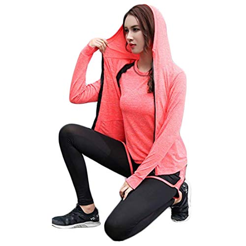 Inlefen Conjuntos de chándal de Mujer Conjunto de Traje de Deporte Conjunto de Ropa Deportiva Deportiva de Secado rápido Jogging Suave para Mujer Ropa de Yoga Conjunto de 5 Piezas Naranja XL