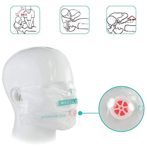 INTVN 7 PCR MáScara,Llavero de Primeros Auxilios para Primeros,Barrera respiratoria,Paquete de CPR Máscara,RCP Protectores Faciales,Kit de Primeros Auxilios con Tela Respiratoria