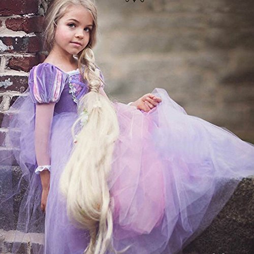 IWEMEK Sofia el Primer Traje de Princesa Rapunzel Disfraz Carnaval para Ninas Halloween Navidad Cumpleaños Cosplay Costume Vestido Largo de Fiesta de Baile de Tul Morado 3-4 Años