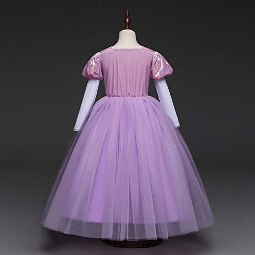 IWEMEK Sofia el Primer Traje de Princesa Rapunzel Disfraz Carnaval para Ninas Halloween Navidad Cumpleaños Cosplay Costume Vestido Largo de Fiesta de Baile de Tul Morado 3-4 Años