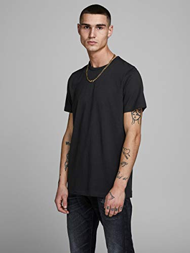 Jack & Jones Jacbasic Crew Neck tee SS 2 Pack Camiseta, Negro (Black Black), Large (Pack de 2) para Hombre