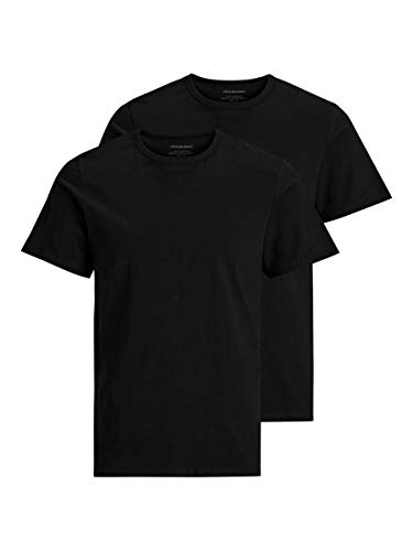 Jack & Jones Jacbasic Crew Neck tee SS 2 Pack Camiseta, Negro (Black Black), Large (Pack de 2) para Hombre