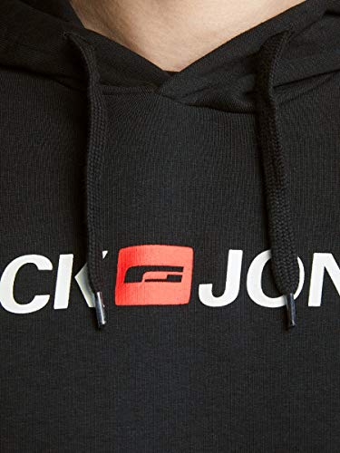 Jack & Jones Jjecorp Logo Sweat Hood Noos Capucha, Negro (Black Detail:reg Fit), Medium para Hombre