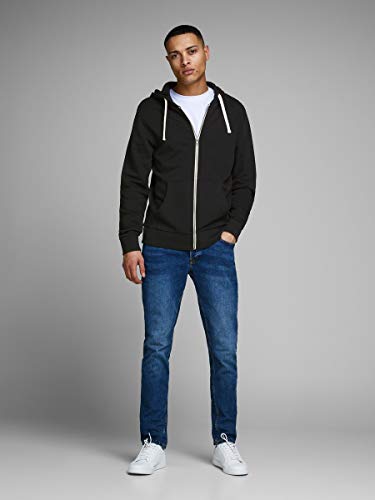 Jack & Jones Jjeholmen Sweat Zip Hood Noos Sudadera, Negro (Black), Medium para Hombre