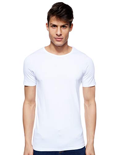 Jack & Jones Jones - Camiseta de manga corta con cuello redondo para hombre, color blanco (optical white), talla M