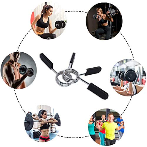 JAHEMU Collares de Resorte Abrazaderas para Mancuernas 30mm Pinza de Resorte Clips de Cuello Barra de Pesas para Gimnasio Fitness Entrenamiento Levantamiento de Pesas, 4pcs