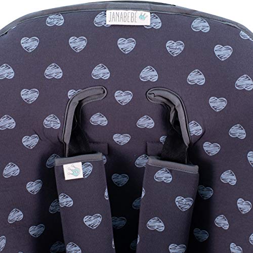 JANABEBE Funda Colchoneta para Cochecito + Arneses (Blue Heart)