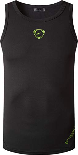 jeansian Hombres Camiseta De Tirantes Deportivas Wicking Quick Dry Vest tee Tank Top Verano Correr Training LSL3306 Black M