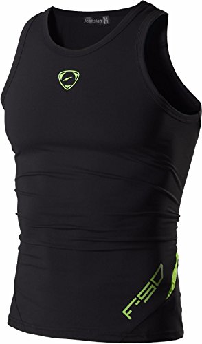 jeansian Hombres Camiseta De Tirantes Deportivas Wicking Quick Dry Vest tee Tank Top Verano Correr Training LSL3306 Black M