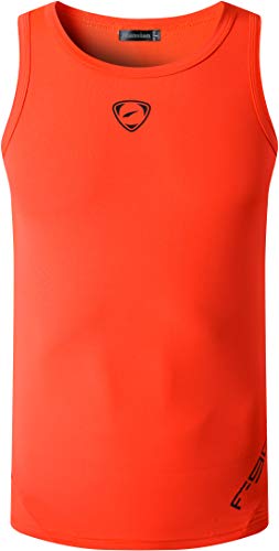 jeansian Hombres Camiseta De Tirantes Deportivas Wicking Quick Dry Vest tee Tank Top Verano Correr Training LSL3306 Orange XL