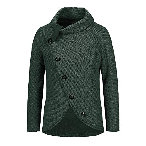 Jerseys De Punto para Mujer Cuello de Tortuga Manga Larga Suelto Prendas de Punto Suéter Irregular Jerséis Collar de la Pila Tops Cálido Otoño Invierno riou (z-Green, XL)