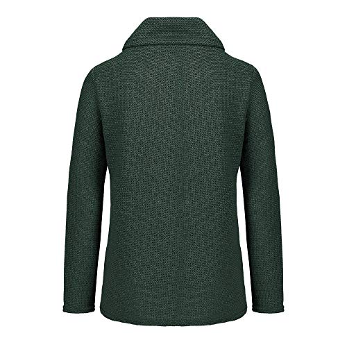 Jerseys De Punto para Mujer Cuello de Tortuga Manga Larga Suelto Prendas de Punto Suéter Irregular Jerséis Collar de la Pila Tops Cálido Otoño Invierno riou (z-Green, XL)