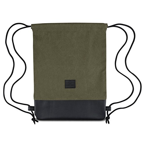 Johnny Urban Mochila de Cuerda Verde/Negro Bolsa de Cuerdas para Hombre Mujer Niños y Adolescentes - Mochilas Cordón de Gimnasio - Bolsa Deporte de Algodón y Cuero Vegano