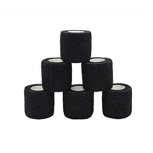 Juego de 6 rollos de cinta autoadhesiva para muñeca, tobillo, esguinces, rodillo de vendaje autoadhesivo, cinta atlética, color negro