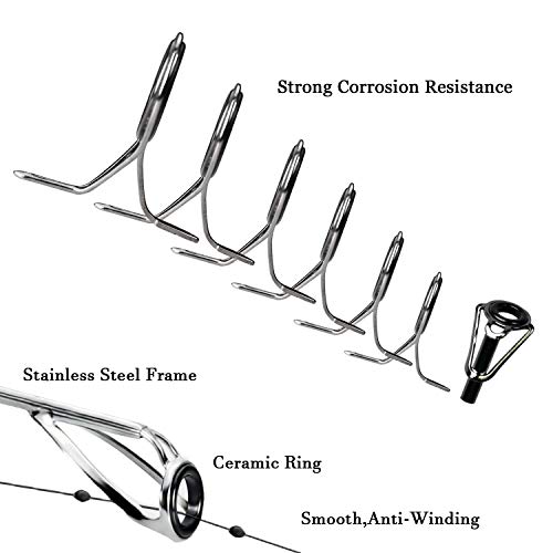 Juego de 7 unidades. Guías para cañas de pesca. Juego de repuesto, kit de reparación de caña de pescar. Accesorios de acero y cerámica.