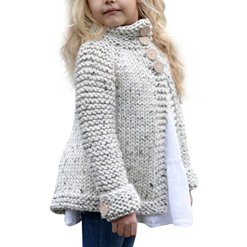 K-youth® Abrigos Bebe Niña Prendas de Punto Cárdigan Invierno Suéter Chaqueta de la Rebeca (6-7 años, Beige)