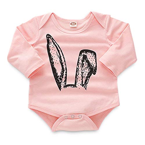 K-youth Ropa Bebé Niña Conjunto Niña Pantalon y Top Fiesta Bebé Niña Niños Mamelucos de Manga Larga de Conejo de impresión Elegante Otoño Ropa para Bebe Niña Recien Nacido Baratos(Rosa, 0-6 Meses)