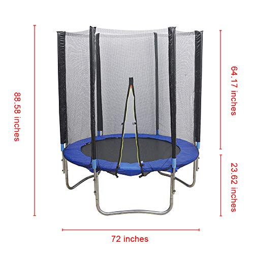 Kaibrite Juego de cama elástica para exteriores, mini trampolín para fitness, trampolín para niños, interior para niños/niños pequeños (72 pulgadas, carga: 300 kg)