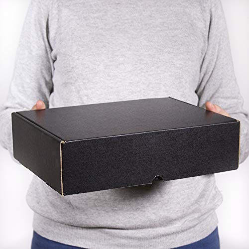 Kartox | Caja De Cartón Negra para Envío Postal | Caja Automontable ideal para Regalo | Caja de Cartón Resistente | Talla L | 30x22x8 | 20 Unidades