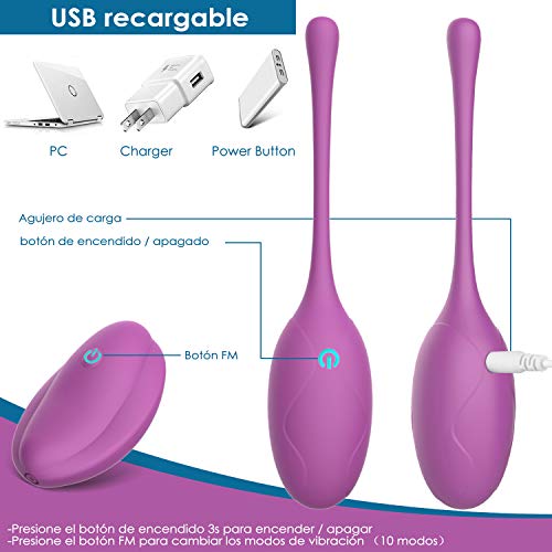 Kegel Bolas Chinas para Mujer AL'OFA Impermeable Silicona de alta calidad 10 Velocidades Ejercicio Kegel Control de vejiga Músculo pélvico Fortalecimiento control a distancia (Púrpura)