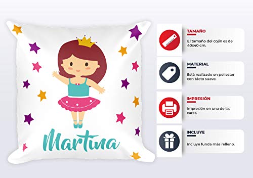 Kembilove Cojín Infantil Personalizado de Bailarina – Cojín Guardería Personalizado con el Nombre de la Niña – Cojines Ultra Suaves y Cómodos