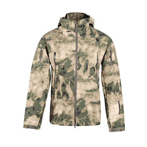 Ketamyy Hombre Tactica Camuflaje Chaqueta Impermeable Softshell Forro Polar Cazadoras Otoño Invierno Outdoor Trekking Caza Montañismo Abrigos con Capucha Rusas Verde Ruinas L