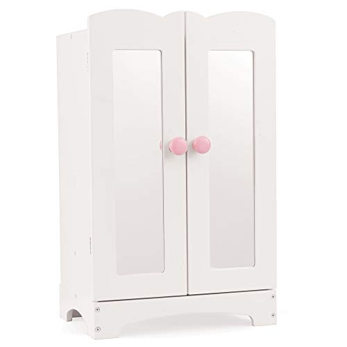 KidKraft-Lil' Doll Armoire Armario de madera blanca con perchas, accesorio para muebles de dormitorio para muñecas de 45 cm (60132)