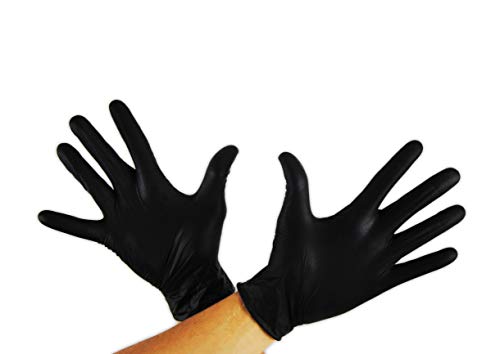 KMINA - Guantes Nitrilo Talla L (Pack 100 uds), Guantes Nitrilo Desechables, Guantes Nitrilo Negro, Guantes Desechables Nitrilo, Guantes Sin Polvo, Guantes Negros (LATEX FREE)