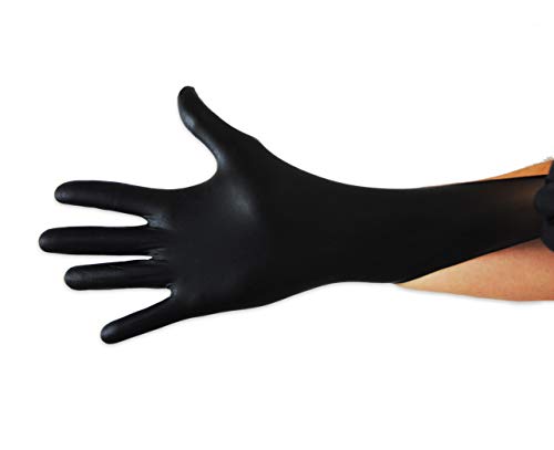 KMINA - Guantes Nitrilo Talla M (Pack 100 uds), Guantes Nitrilo Desechables, Guantes Nitrilo Negro, Guantes Desechables Nitrilo, Guantes Sin Polvo, Guantes Negros (LATEX FREE)