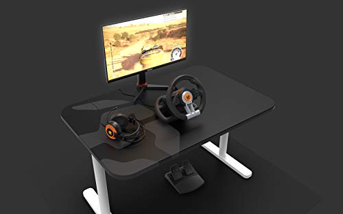 Krom K-WHEEL - NXKROMKWHL - Juego de volante y pedales Multiplataforma, palanca de cambios y levas en el volante, efecto vibracion, compatible PC, PS3, PS4 y XBOX