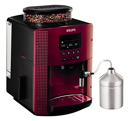 Krups Compact Cappucino EA8165 - Cafetera Superautomática 15 Bares, Pantalla LCD, 3 Niveles Intensidad de 20 ml a 220 ml, Programa de Limpieza y Descalcificación, Molinillo Integrado, Jarra Leche