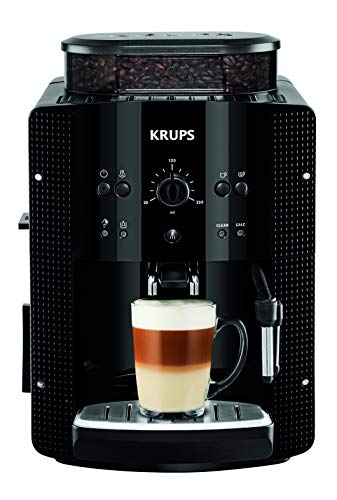 Krups EA8108 Roma - Cafetera Superautomática, 15 bares, molinillo de café cónico de metal, con selección de cantidad e intensidad de café, boquilla de vapor, 2 boquillas, incluye kit limpieza